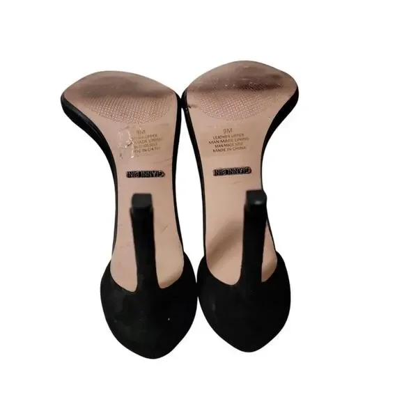 Gianni Bini Black Rhinestone Chain Ankle Strap Open Toe Dress Heels 9M - Picture 3 of 6